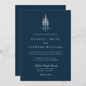 Moderner Baumwald Rustikale Hochzeitseinladung Einladung (Vorne/Hinten)