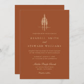 Moderner Baumwald Rustikale Hochzeitseinladung Einladung (Vorne/Hinten)