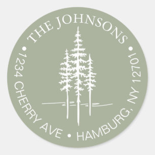 Moderner Baumwald Rustikale Hochzeitssemble-Rückse Runder Aufkleber