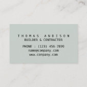 Moderner Bauunternehmer-Architekt Visitenkarte (Rückseite)