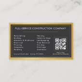 Moderner Bauunternehmer Metall QR-Code Visitenkarte (Rückseite)