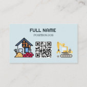 Moderner Bauunternehmer QR-Code Hellblau Visitenkarte (Rückseite)