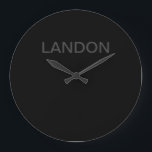 Moderner bearbeitbarer Text | Dunkelgrau und schwa Große Wanduhr<br><div class="desc">Editable Minimalistische Look, bearbeiten, wie Sie möchten!</div>