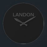 Moderner bearbeitbarer Text | Dunkelgrau und schwa Große Wanduhr<br><div class="desc">Editable Minimalistische Look,  bearbeiten,  wie Sie möchten!</div>