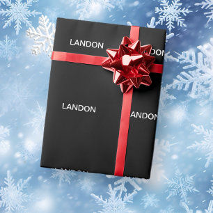 Moderner bearbeitbarer Text Schwarz/Weiß Geschenkpapier