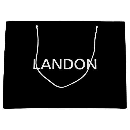 Moderner bearbeitbarer Text | Schwarz/Weiß Große Geschenktüte (Vorderseite)