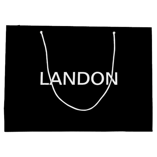 Moderner bearbeitbarer Text | Schwarz/Weiß Große Geschenktüte (Rückseite)