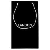 Moderner bearbeitbarer Text | Schwarz/Weiß Kleine Geschenktüte (Rückseite)