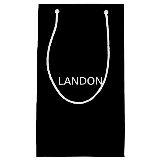 Moderner bearbeitbarer Text | Schwarz/Weiß Kleine Geschenktüte (Vorderseite)