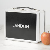 Moderner bearbeitbarer Text | Schwarz/Weiß Metall Brotdose (Beispiel)