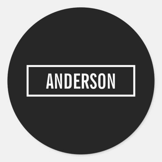 Moderner bearbeiteter Text in weißem Logo-Rahmen Runder Aufkleber (Vorderseite)