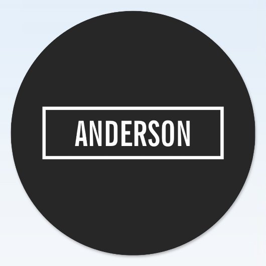 Moderner bearbeiteter Text in weißem Logo-Rahmen Runder Aufkleber