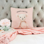 Moderner Beauty Pastel Pink Teddy Bär mit Namen Kissen<br><div class="desc">Moderner Beauty Pastel Pink Teddy Bär mit Namen</div>