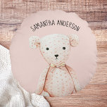 Moderner Beauty Pastel Pink Teddy Bär mit Namen Rundes Kissen<br><div class="desc">Moderner Beauty Pastel Pink Teddy Bär mit Namen</div>