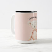 Moderner Beauty Pastel Pink Teddy Bär mit Namen Zweifarbige Tasse (Vorderseite Links)