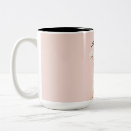 Moderner Beauty Pastel Pink Teddy Bär mit Namen Zweifarbige Tasse (Links)
