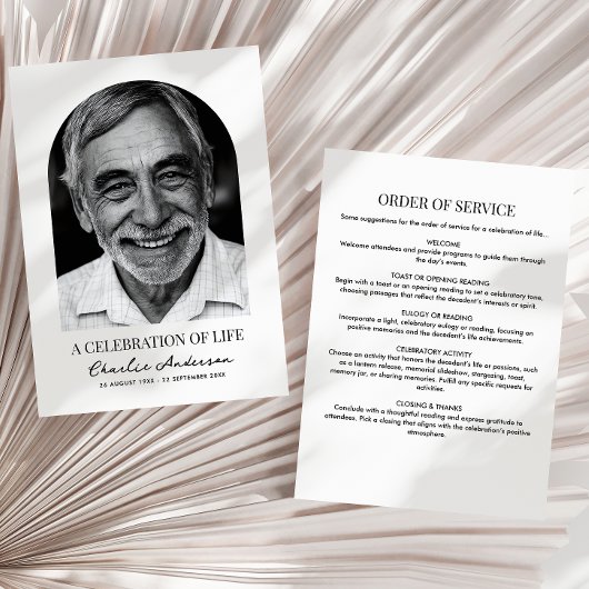 Moderner Beerdigungsdienst für Fotos oder Gedenkdi Programm