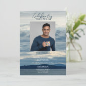Moderner Beerdigungsservice am Küstenstrand Einladung (Stehend Vorderseite)