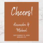 Moderner Beifall für frisch vermählte Terrakotta H Weinetikett (Einzelnes Label)