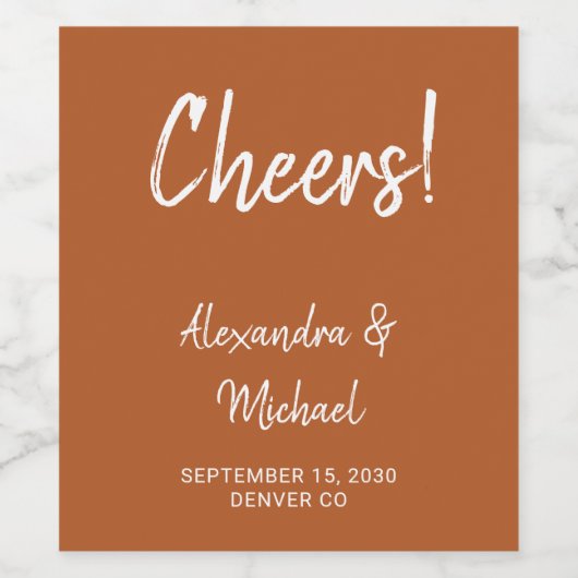 Moderner Beifall für frisch vermählte Terrakotta H Weinetikett (Einzelnes Label)