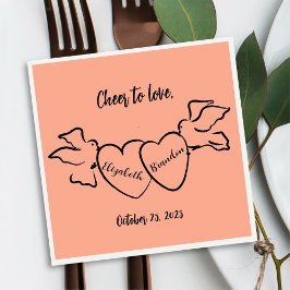 Moderner Beifall für Liebe Personalisiert Hochzeit Serviette