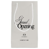 Moderner beige-Business-Logo-Kalligrafie QR-Code Kleine Geschenktüte (Vorderseite)