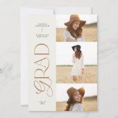 Moderner beige geometrischer 3-Foto-Bogen-Abschlus Ankündigung (Vorderseite)