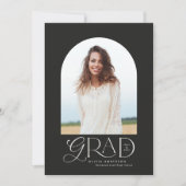 Moderner beige geometrischer Foto Bogen Abschluss Ankündigung (Vorderseite)