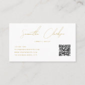 Moderner Beige Gold handgeschriebener QR-Code Visitenkarte (Rückseite)