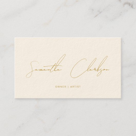 Moderner Beige Gold handgeschriebener QR-Code Visitenkarte (Vorderseite)