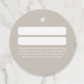 Moderner Beige Kleiderhang-Tag Geschenkanhänger (Rückseite)