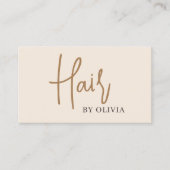 Moderner Beige Neutraler QR-Code-Friseur Visitenkarte (Vorderseite)