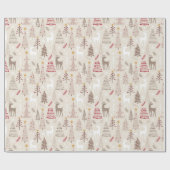 Moderner Beige Tan Roter Weihnachtsfeiertag Geschenkpapier (Flach)