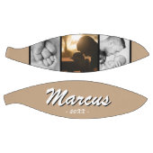 Moderner Beige Vater Name Keepake 3 FotoCollage Basketball (Panele)