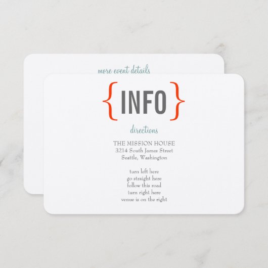 Moderner Belustigungs-Hochzeits-Einsatz Begleitkarte (Vorne/Hinten)