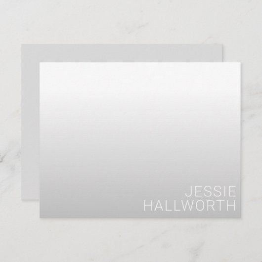 Moderner, benutzerdefinierbarer Name | Grau Gradie Dankeskarte (Vorne/Hinten)