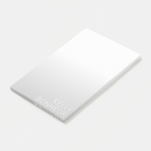 Moderner, benutzerdefinierbarer Name | Grau Gradie Post-it Klebezettel (angewinkelt)