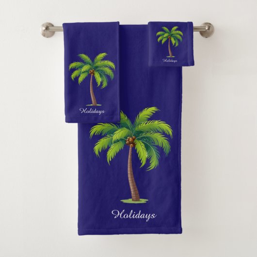 Moderner, benutzerdefinierter Green Palm Tree & Sc Badhandtuch Set (Insitu)