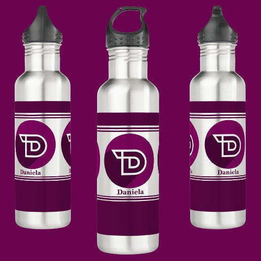 Moderner, benutzerdefinierter Monogram-Name (D) Edelstahlflasche