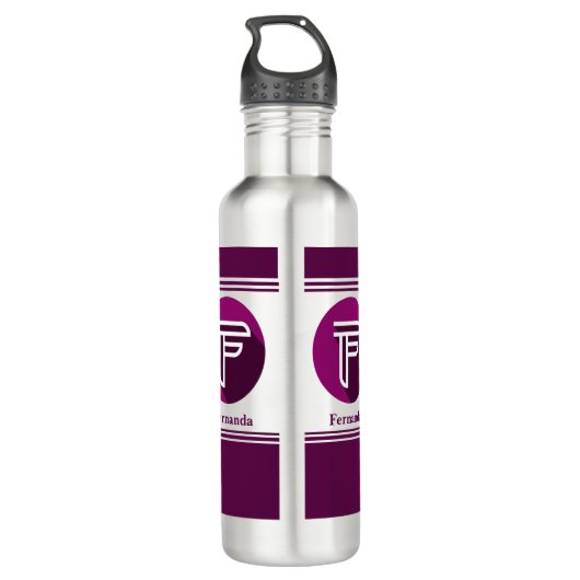 Moderner, benutzerdefinierter Monogram-Name (F) Edelstahlflasche (Rückseite)