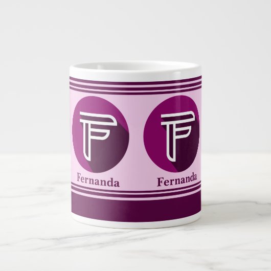 Moderner, benutzerdefinierter Monogram-Name (F) Jumbo-Tasse (Vorderseite)