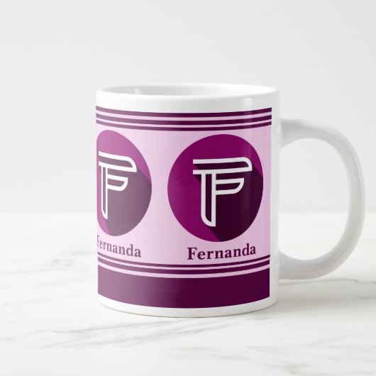 Moderner, benutzerdefinierter Monogram-Name (F) Jumbo-Tasse (Rechts)