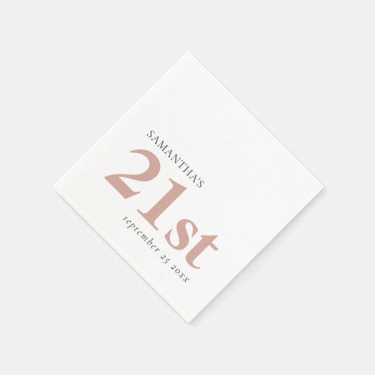 Moderner benutzerdefinierter Text Rosa 21. Serviette (Ecke)