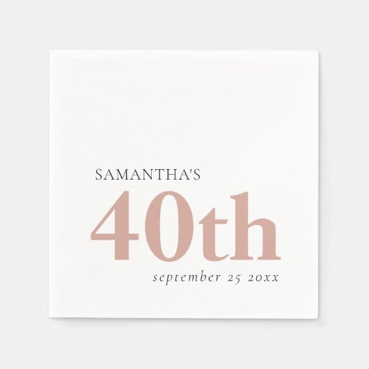 Moderner benutzerdefinierter Text Rosa, 40. Serviette (Vorderseite)