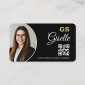 Moderner Berater Black & Gold QR Code Visitenkarte (Vorderseite)
