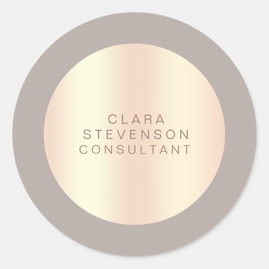 Moderner Berater für Kupfergold & Graue Rose Runder Aufkleber (Vorderseite)