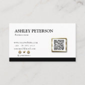 Moderner Beruflich Balck-White QR-Code Visitenkarte (Rückseite)