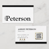 Moderner Beruflich Balck-White QR-Code Visitenkarte (Vorne/Hinten)