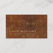 Moderner Beruflich-brauner Ledereffekt Visitenkarte (Vorderseite)