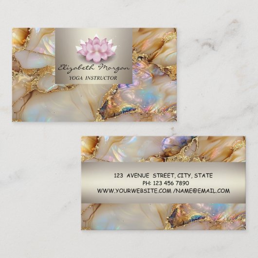 Moderner Beruflicher Charme, Lotus, Perlmarmor Visitenkarte (Vorne/Hinten)